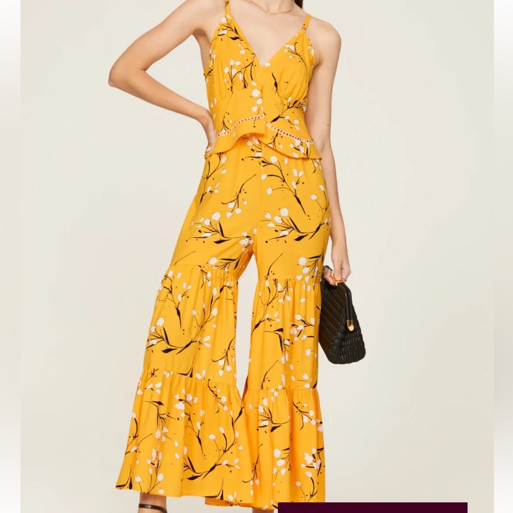 Thakoon Blue Floral Wide Leg Jumpsuit Sz 4 - Picture 2 of 8